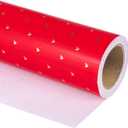 WRAPAHOLIC Valentine's Day Wrapping Paper - Mini Roll - 17 Inch X 33 Feet - Sweet Gold Foil Red Love Heart Design for Valentine's Day, Wedding, Anniversary, Birthday, Baby Shower