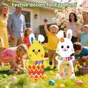 Easter 2 Pack 37.8in Face Yard Signs Egg Hunt Decoration, Bunny Backdrop with Stakes Photo Prop for Garden Outdoor Porch