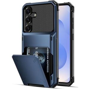 COOYA for Samsung Galaxy S25 Case Wallet 5 Credit Card Holder ID Slot Flip Cover Wallet Case Back Pocket Protective Hard Rubber Bumper Armor Non-Slip for Samsung Galaxy S25 5G 6.2 inches Navy Blue