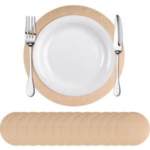 Round Burlap Placemats Set of 30 Boho Braided Table Mats Rustic Farmhouse Woven Placemat Brown Circle Heat Resistant Jute Placemats for Wedding Party Kitchen Dining Table Decor - 12 Inch Brown