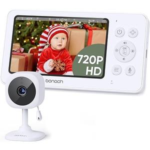bonoch 4.3" Baby Monitor, 720p Video Monitor with Camera and Audio, 4000mAh Battery Video Baby Monitor No WiFi, VOX Mode, 2 Way Audio, Auto Night Vision, 2X, 3X, 4X Zoom, Hack Proof