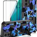 For Motorola Moto G 5G 2024 Case, with 2 Pack Tempered Glass Screen Protector, Military Grade, Kickstand with Magnetic Car Mount, Protective Phone Case for Moto G 5G 2024 Deep Blue