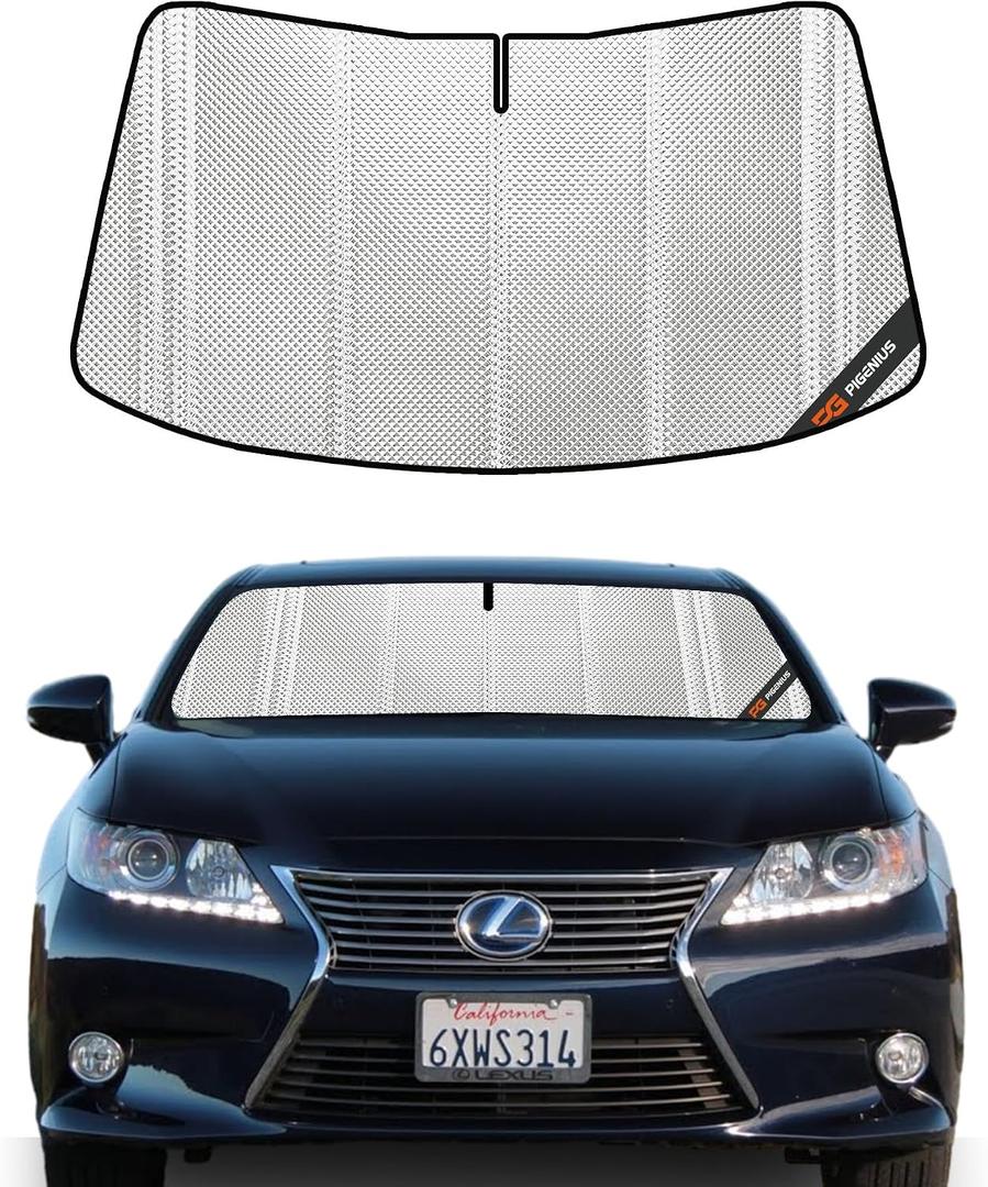Pigenius Windshield Sun Shade for Lexus ES300h/ES350 2013-2018. Full Coverage Rearview Mirror Shade for Ultimate Protection