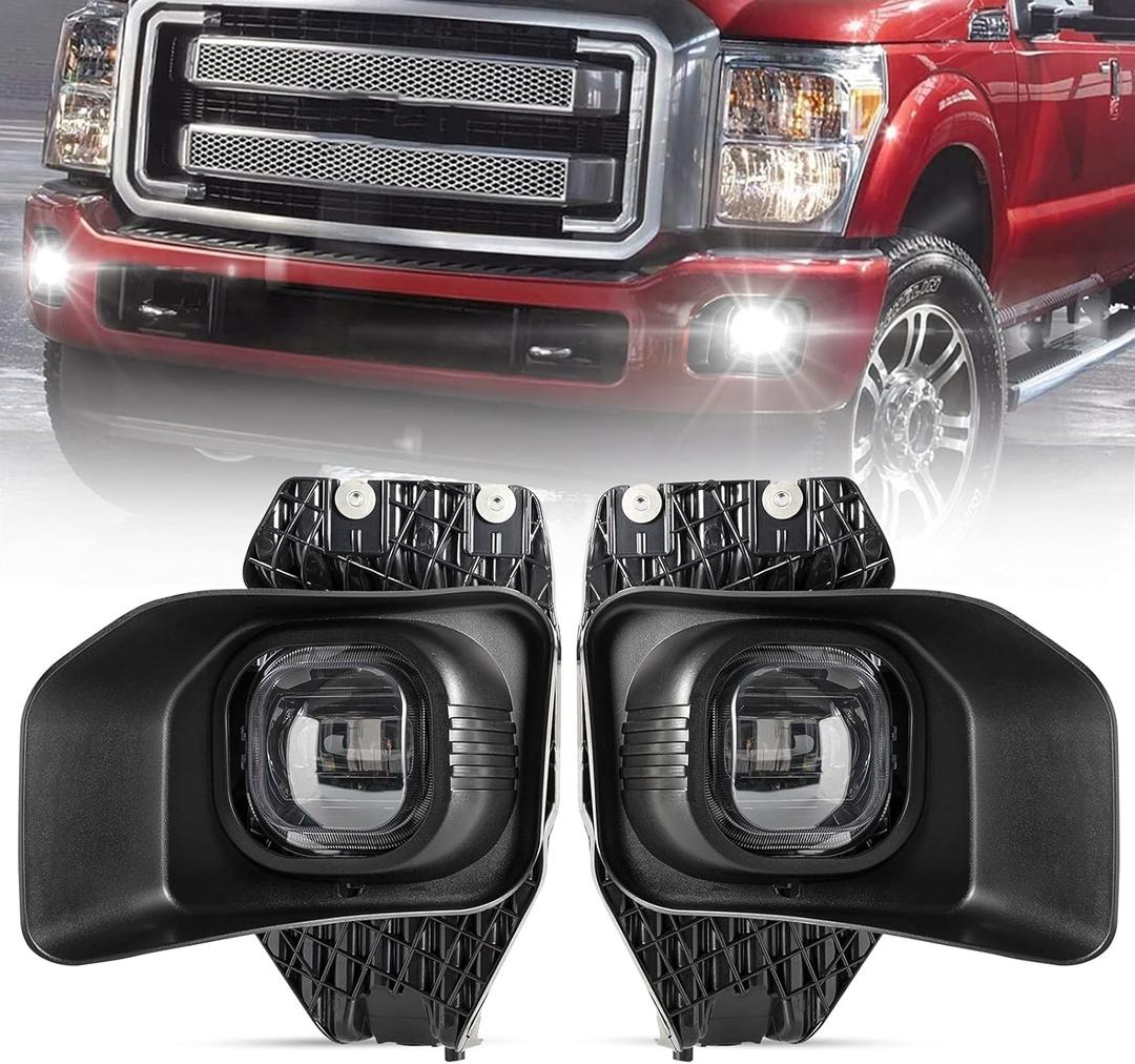 BUNKER INDUST LED Fog Lights for Ford F250/F350/F450 2011 2012 2013 2014 2015 2016, Bumper Driving Fog lamp Kit Complete Set Fog Light with Mounting Kit and Bezel Cover