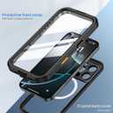 Lanhiem Magnetic for iPhone 16 Pro Max Case, IP68 Waterproof Dustproof Case, [Compatible with Magsafe] [Built-in Screen Protector] Full Body Heavy Duty Rugged Phone Cover 6.9 inch, Black/Clear