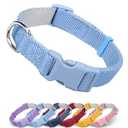 Dynmeow Soft and Breathable Cotton Dog Collar, Durable Adjustable Boy Pet Collar with Quick-Release Buckle, Lightweight for Sensitive Skin for Small and Medium Dogs, Light-Blue, S