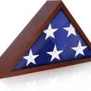 Flag Display Case for Small Flag, 3' x 5' American Flag Shadow Box with HD Tempered Glass and Wall Mount (Not for Burial Flag), Triangle Flag Holder Frame for Folded Flag - Cherry Red