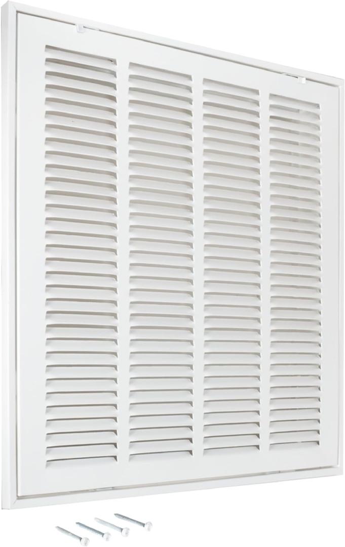 EZ-FLO 16 x 16 Inch (Duct Opening) Return Air Vent Cover for Wall or Ceiling, Solid Steel Return Air Filter Grille, HVAC Vent Cover, White, 61654