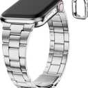 Fullmosa No Tools Needed Compatible with Apple Watch Bands for Women Men 41mm 40mm 38mm 46mm 49mm 45mm 44mm 42mm, Metal Strap with Case for iWatch Series 11 10 9 8 7 6 5 4 3 2 1 SE3/2/1 Ultra3/2/1, 38mm 40mm 41mm, Silver