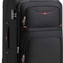 Softside Expandable Luggage with 4 Spinner Wheels, Durable Checked-Luggage Suitcase (Black, 25-Inch)