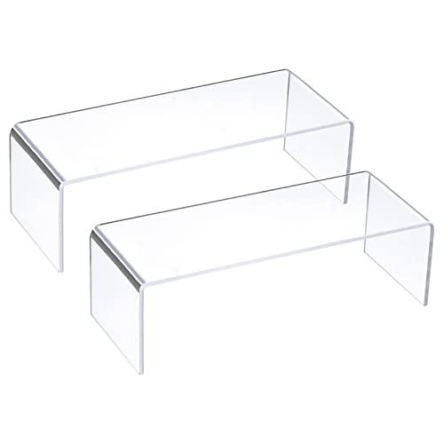 uxcell Shoes Display Stand Rack, 12"x4.5"x4" Acrylic Storage Shelf Holder Clear, 2 Pcs