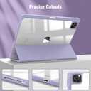 Fintie Hybrid Slim Case for iPad Pro 11-inch (4th / 3rd Generation) 2022/2021 - [Built-in Pencil Holder] Shockproof Cover w/Clear Transparent Back Shell, Also Fit iPad Pro 11" 2nd Gen, Lilac Marble