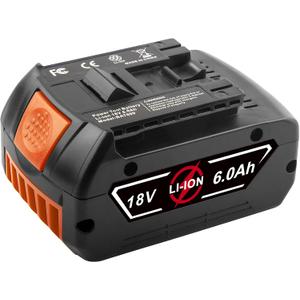 BAT609 18V 6000mAh Lithium Battery Replacement for Bosch 18V Battery 17618, 17618-01, 24618-01, 25618, 26618, 37618 Cordless Power Tools Battery