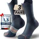 Bamboo Viscose Coolmax Crew Compression Running Socks Athletic Hiking Workout Moisture Wicking Anti-Blister (Large, Charcoal)