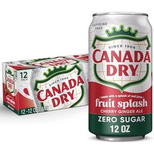 Canada Dry Zero Sugar Cherry Gingerale Fruit Splash 12oz, Pack of 12 (Best By Oct. 11, 2025)