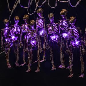 Hiboom Halloween Skeleton Skull Lighted Holiday Displays, 20 LEDs 8 Modes Waterproof Battery Operated Lighted Holiday Displays Spooky Decorations for Indoor Outdoor (Purple)