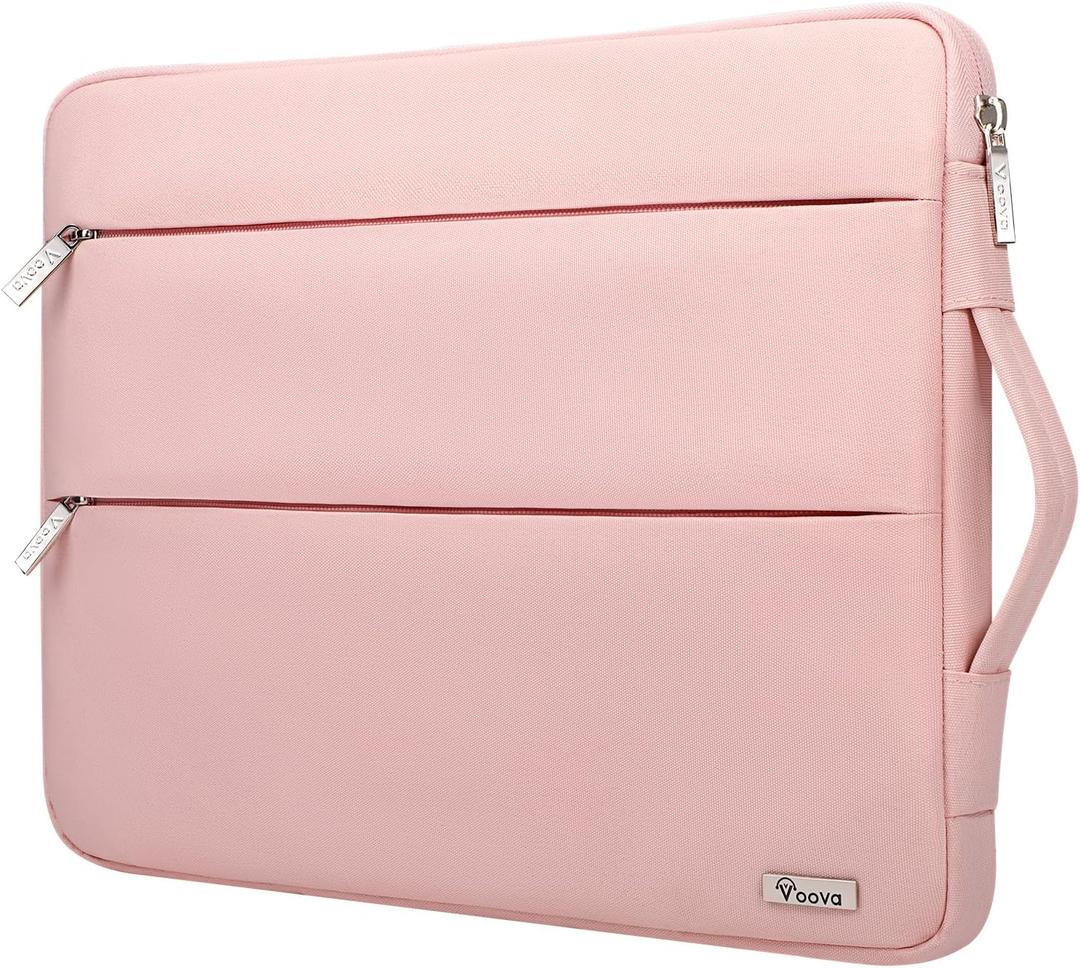 Voova 13 13.6 Inch Laptop Sleeve Case Compatible with MacBook Air 13 M1/M2/M3/M4 2020-2025, MacBook Pro 13/14, IPad Air/Pro 13, Waterproof Slim Computer Bag Cover with Handle, Sakura Pink