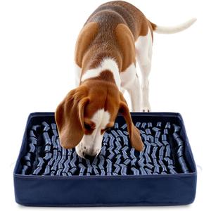 FunFurry Snuffle Mat for Dogs, Dog Puzzle Mat, Interactive Dog Toys for Enrichment,Sniff Mats with Non-Slip Backing,Suitable for Breeds and Sizes of Dogs (Navy, 17" X 15")