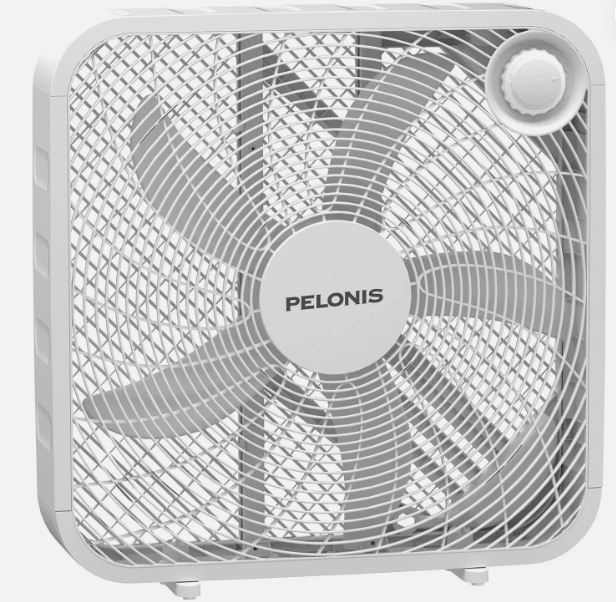 PELONIS PFB50A2BWW 3-Speed Box Fan for Full-Force Circulation with Air Condition