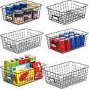 6 Pack Wire Baskets for Pantry Organization and Storage, Kitchen Organizer, 2 XXLarge & 2 XLarge & 2 Large