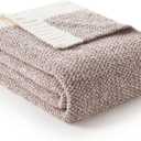 Snuggle Sac Heather Taupe Throw Blanket for Couch, Oversized Throw XL Super Soft Warm Blankets Cozy Knit Fuzzy Lightweight Throws for Sofa, Bed, Living Room, Taupe, 50x70 inches