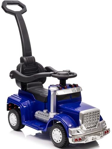 3-in-1 Ride on Push Car for Toddler with Handle, Toddler Ride on Toy for Boys, Stroller Sliding Walking Car w/ Music, Horn and Lights - Blue