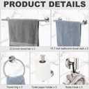 Gisafai 25 Pcs Silver Bathroom Accessories Hardware Set Towel Racks for Bathroom SUS304 Stainless Steel 23.6 Inch Brushed Towel Bar Ring Toilet Paper Holder Robe Hooks for Wall Mounted