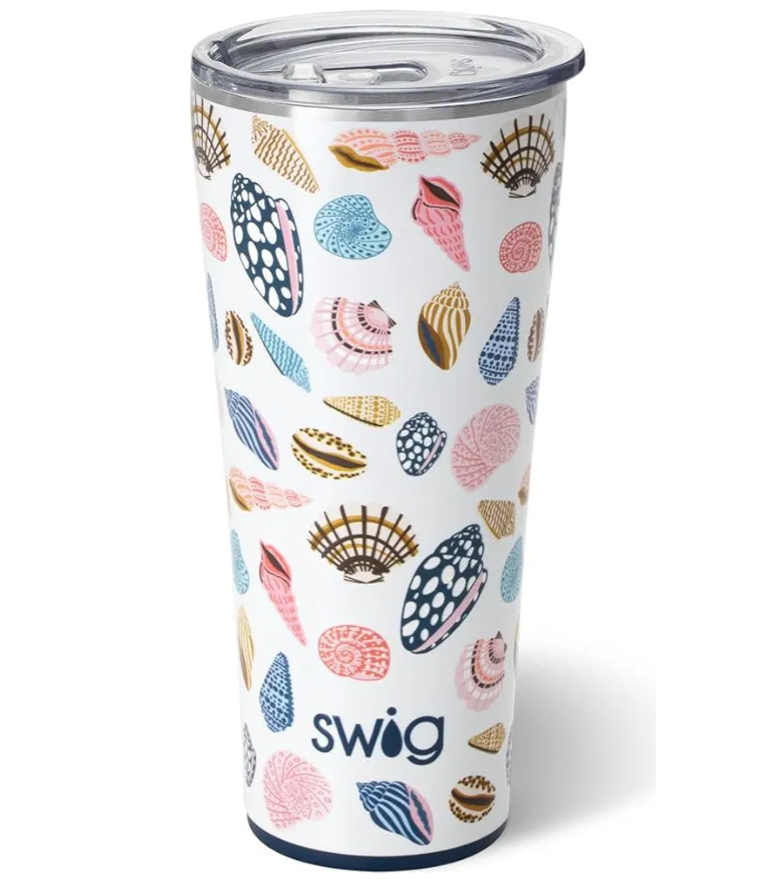 Swig Life 24oz Tumbler, Insulated Coffee Tumbler with Lid, Cup Holder Friendly, Dishwasher Safe, Stainless Steel, Extra Large Travel Mugs Insulated for Hot and Cold Drinks (Sea La Vie)