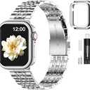 MioHHR Slim Metal Band Compatible with Apple Watch 41mm 40mm 38mm, Solid Stainless Steel Chain Strap for Women Men iWatch Bands Series 9 8 7 6 5 4 3 2 1 SE3 SE2 SE, Silver