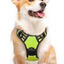 Eagloo Dog Harness Medium Sized Dog, No Pull Service Vest with Reflective Strips and Control Handle, Adjustable and Comfortable for Walking, No Choke Pet Harness with 2 Metal Rings, Green, M