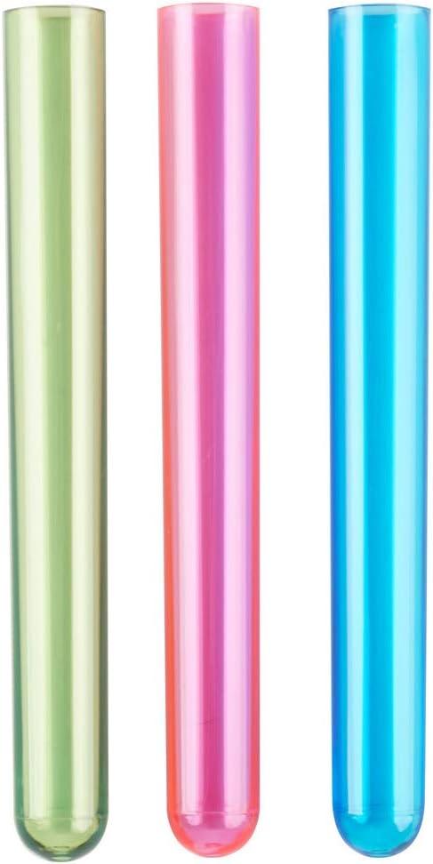 5 5/8" Neon Plastic Test Tube Shot Assorted Colors 3/4 oz Shooter - 100 Pack