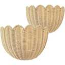 Scalloped Wicker Wall Basket - Rattan Hanging Storage Organizer, Decorative Basket for Nursery, Bathroom, Front Door, Perfect for Flowers, Mail, Toys