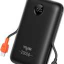 Portable Charger 20000mAh 30W Fast Charging, Power Bank with Built-in Cables & LED Display, USB C Battery Pack for iPhone, Samsung, iPad and Android Phones, Ideal for Travel -Black