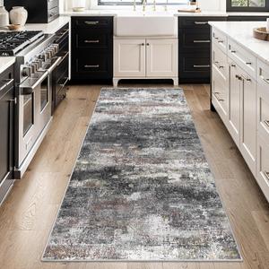 Runner Rug for Hallway Kitchen 2x6 Machine Washable Runners Rug for Entryway, Dark Gray Soft Modern Abstract Throw Rugs, Floor Carpet with Non Slip Rubber Backing Runner Rug for Hallway Kitchen 2x6 Machine Washable Runners Rug for Entryway, Dark Gray Soft Modern Abstract Throw Rugs, Floor Carpet with Non Slip Rubber Backing