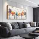 Abstract Colorful Forest Painting Wall Art for Restaurant Wall Decor for Living Room Bedroom Office Mural Colorful Bird Canvas Printing Artwork Home Decor Ready to Hang 24"x48" Wood Frame