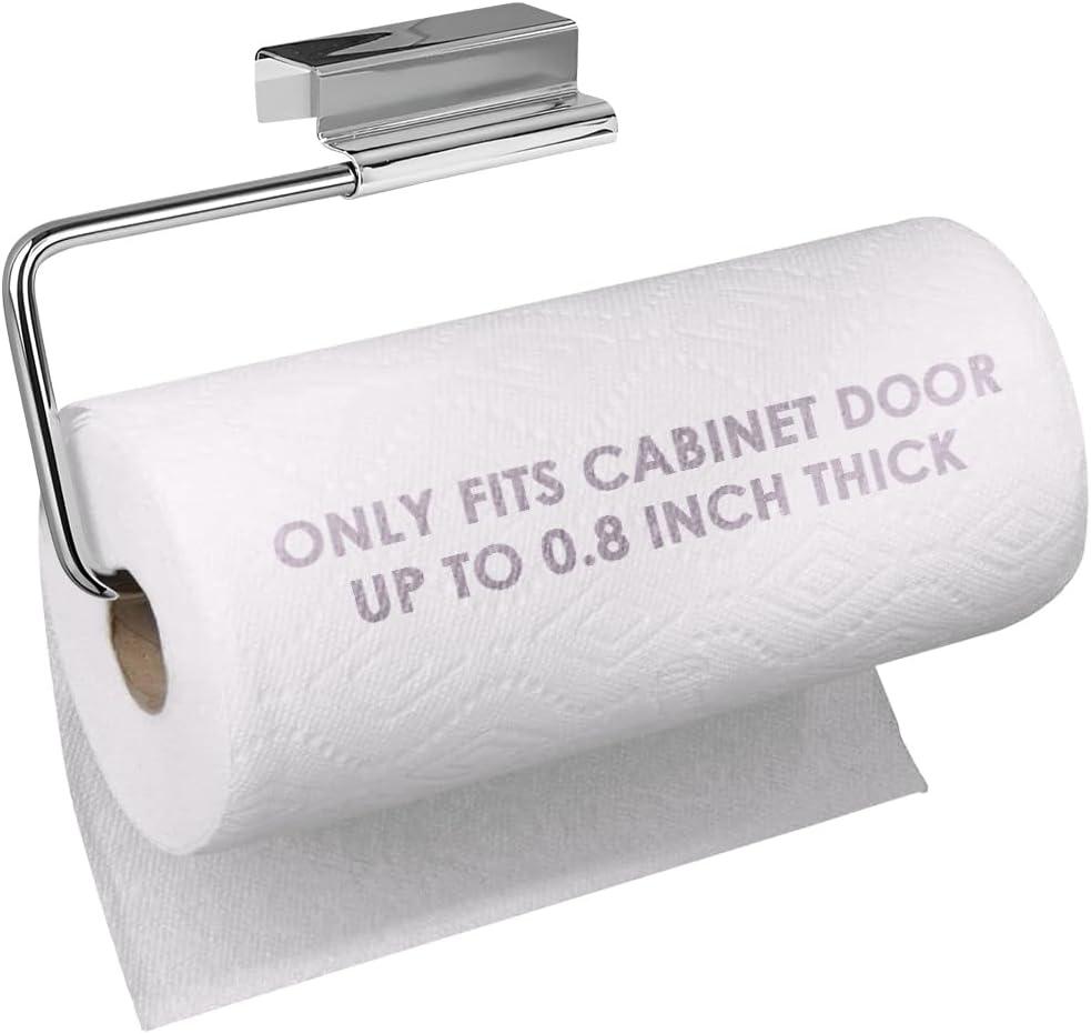 Over Cabinet Door Paper Towel Holder for Kitchen Bathroom, Stainless Steel 12 Inch Paper Towel Holder Cabinet Door