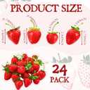 24 Pieces Artificial Strawberries 2.16inch/2.36inch/2.75inch Faux Realistic Strawberry Plastic Simulation Fake Fruit Decoration for Garden Decoy Bird Deterrent Photography Prop
