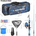 LEOFISHING 2 Set Kids Fishing Pole Set with Full Starter Kits Portable Telescopic Fishing Rod and Reel Cambos with All The Necessary Fishing Kits for Boys Girls and Youth, 180cm