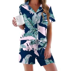 Ekouaer Womens Pajamas Set Comfy Cotton Short Sleeve Sleepwear Button Down Pjs Set (PAT2,Small)