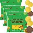 St. Patrick's Day 6 Bags 25 Chocolate Coins Gold Shamrock Coins Foils, Premium Belgian Milk Chocolate Clover Coins Resealable Bag, Nut-Free (6 Bags) (EXP 06/08/27)