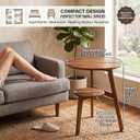 Round end Table with Lower Shelf,Dark Brown