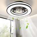 Ceiling Fans with Lights, 16'' Modern Low Profile Ceiling Fan Light with Remote, 3000-6500K Dimmable LED Fan Light, 6 Speeds Small Flush Mount Ceiling Fan for Bedroom, Kids Room (Black)