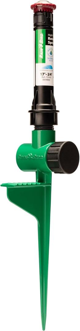 Rain Bird RVANSP Hose-End High-Efficiency Pro Rotary Sprinkler on Large Metal Spike, Hand Adjustable, 45 - 270 Pattern, 17' - 24' Spray Distance (15 inches)