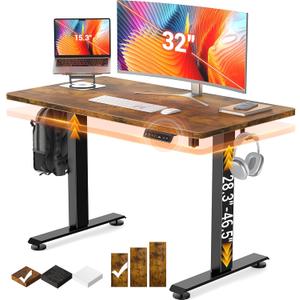 Veken 47.2" Standing Desk Electric, Height Adjustable Sit Stand Up, Wood Desktop, Work Home Office, Computer PC Table, Writing Rising Desks, Brown (47.2 Inch, Brown)