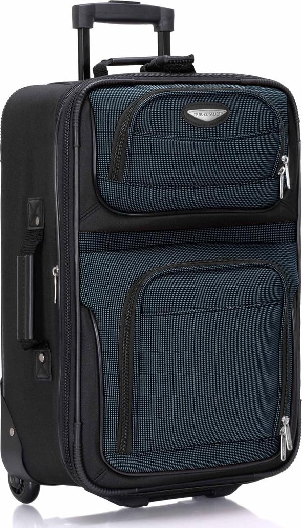 Travel Select Amsterdam Softside Expandable Luggage with Rolling Wheels, Navy, 21-Inch Carry-on