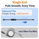 AGVEE 1ft Fixed / 2.3ft Extend USB-A to C Charger Cable Mountable One Way Retractable 2.4A Fast Charging Cord, Pocket-Sized for iPhone 16 15, Samsung, Android, Desk Organizer, Black
