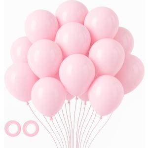 Voircoloria 105pcs Light Pink Balloons 12inch Pastel Pink Balloons for Boys Girls Birthday Baby Shower Gender Reveal Wedding Decorations