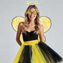 6Pcs Bee Costume Accessories Set Bee Costume Set Tutus Skirt Bee Wings Headband Glasses Striped Long Socks for Women Cosplay Party (Yellow)