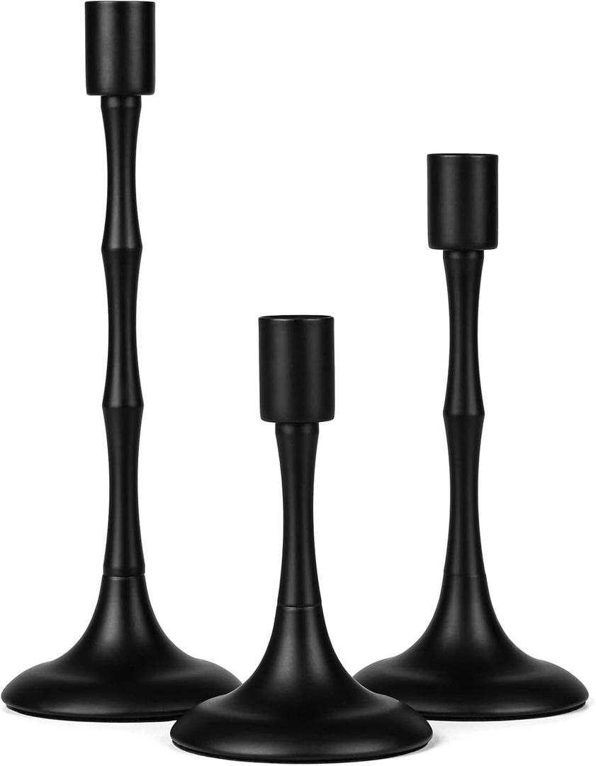 Matte Black Taper Candle Holder Set of 3 Black Candlestick Holders Modern Farmhouse Candle Stick Candle Holder for Candlesticks for Wedding Christmas Thanksgiving Party Dining Table Centerpiece Decor