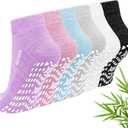 CaiDieNu Non Slip Socks for Women: Non Skid Hospital Diabetic Socks with Grip for Elderly Pregnant Grippy Low Cut 6 Pairs, S